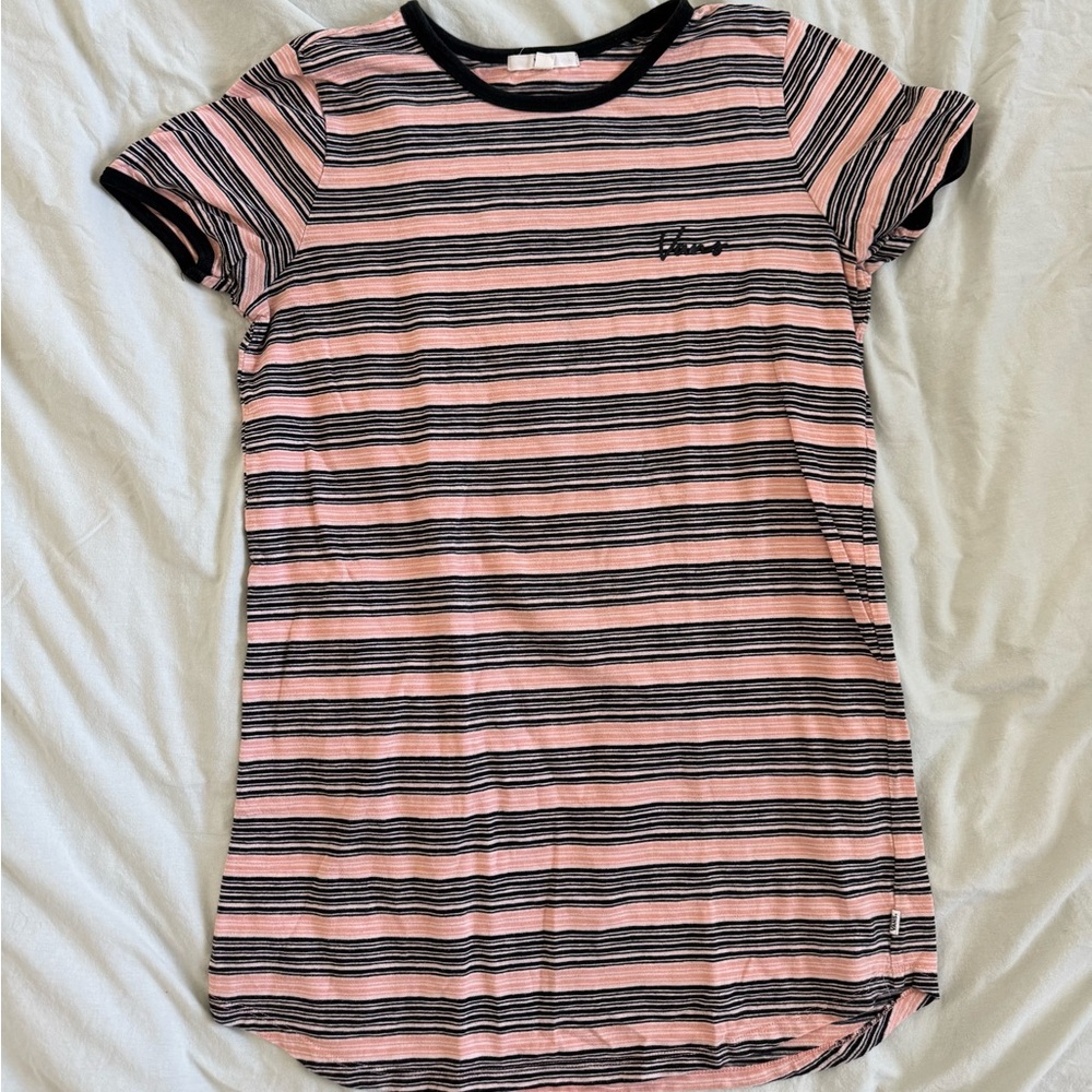 Vans Pink and Black Striped long t-shirt size small